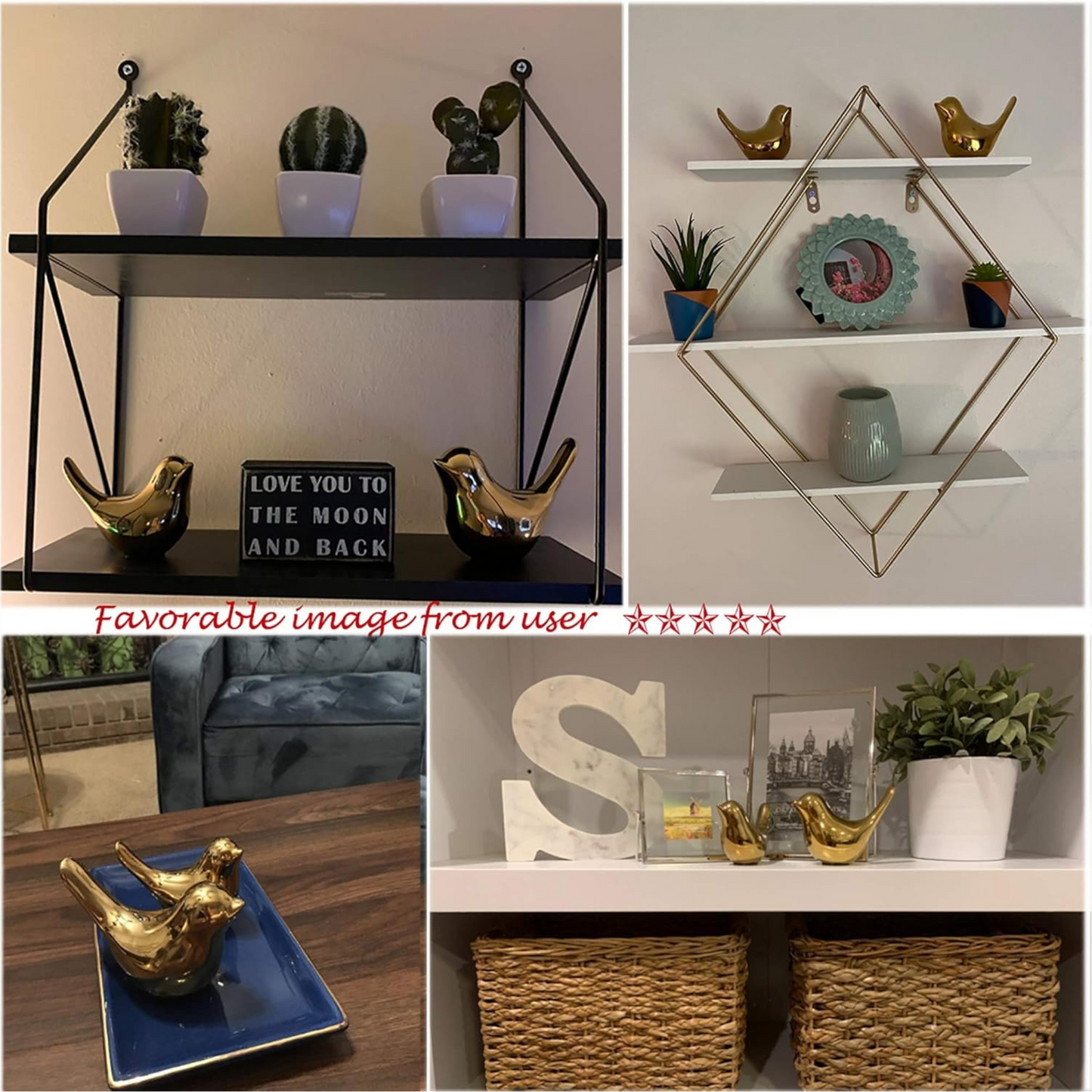 Home Decor Small Birds Statues Gold