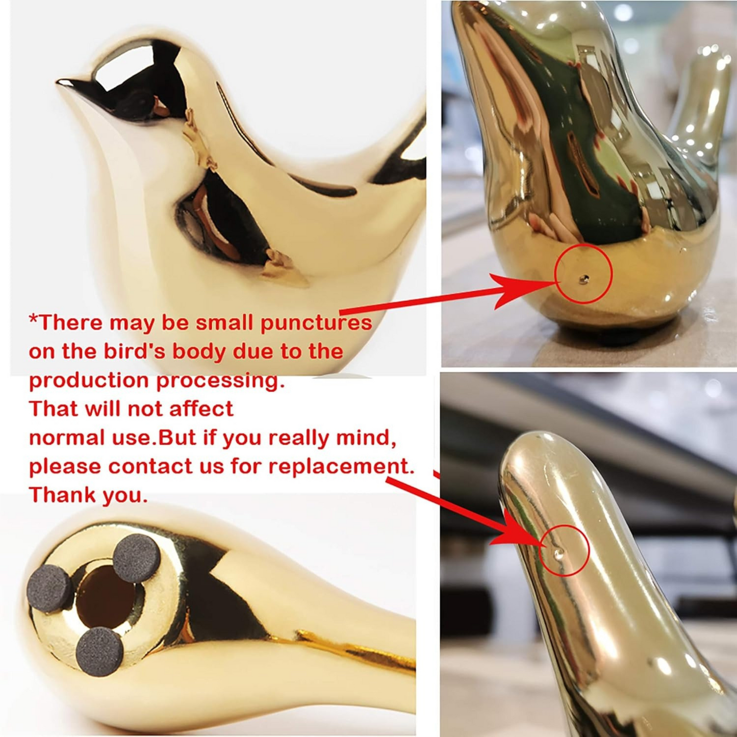Home Decor Small Birds Statues Gold