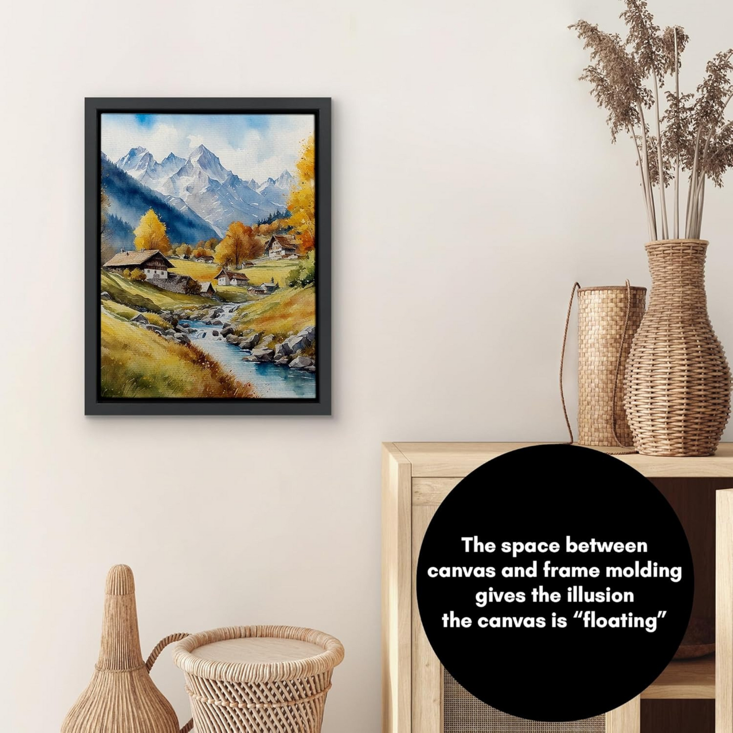 8x10 Black Canvas Floating Frame with Adhesive Strips